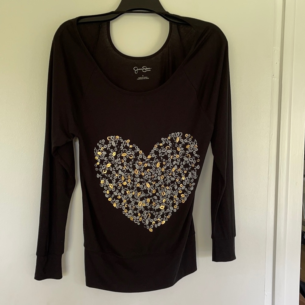 Black long sleeve tee with print